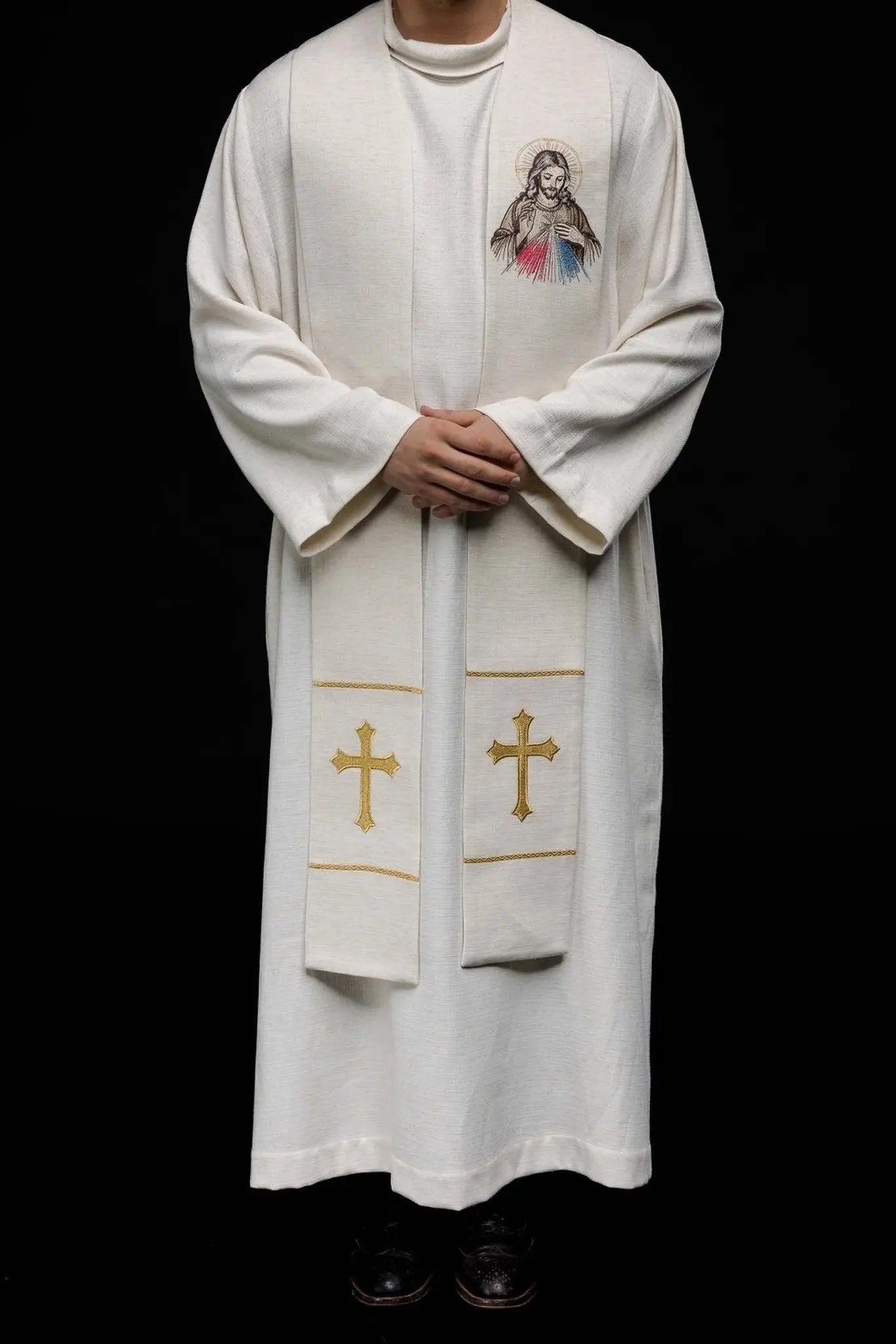 Étole brodée avec l'image de Jésus de la Divine Miséricorde