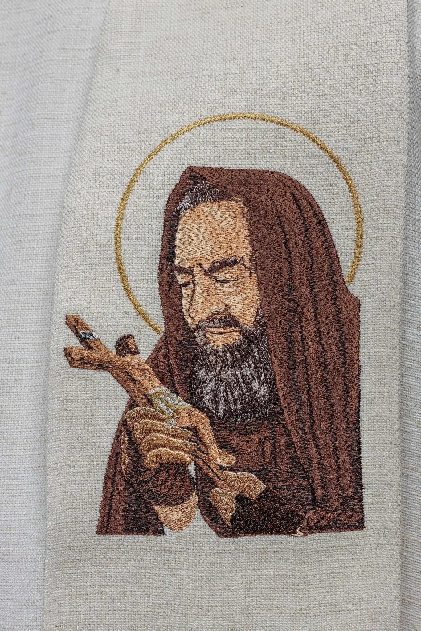 Étole brodée avec l'image de Padre Pio