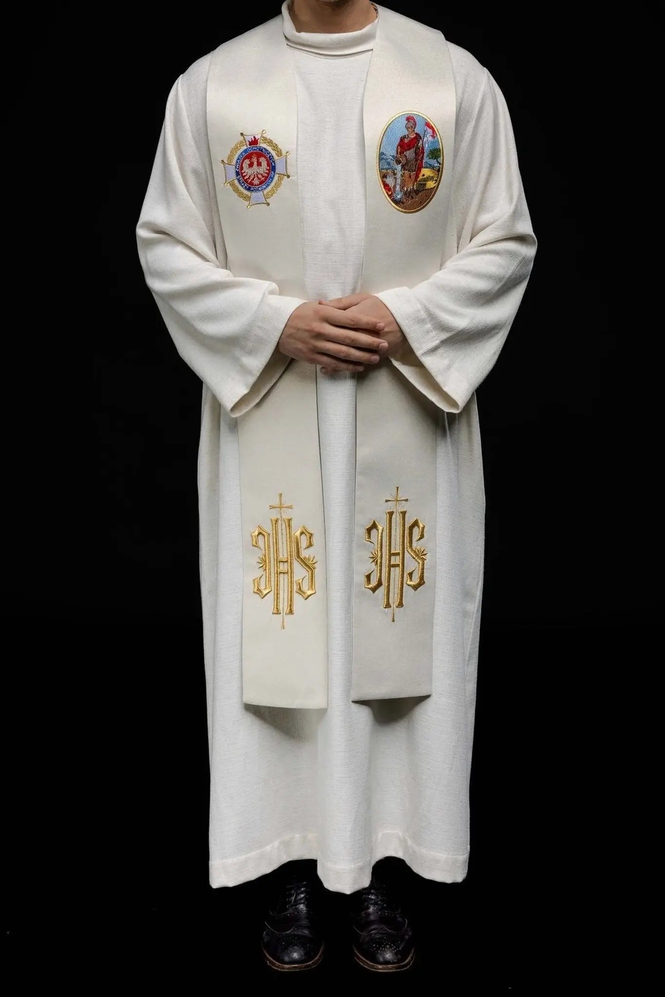 Étole brodée avec l'image de Saint Florian