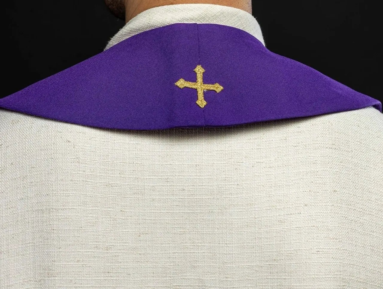 Priest's stole purple embroidered IHS with grapes