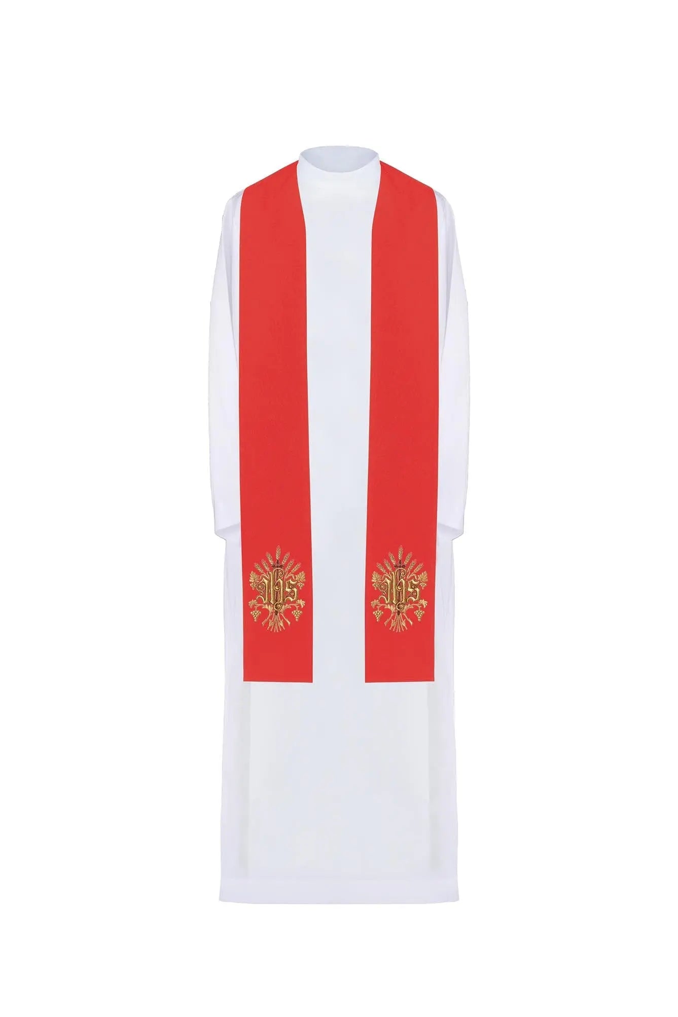 Embroidered priest's stole IHS Red