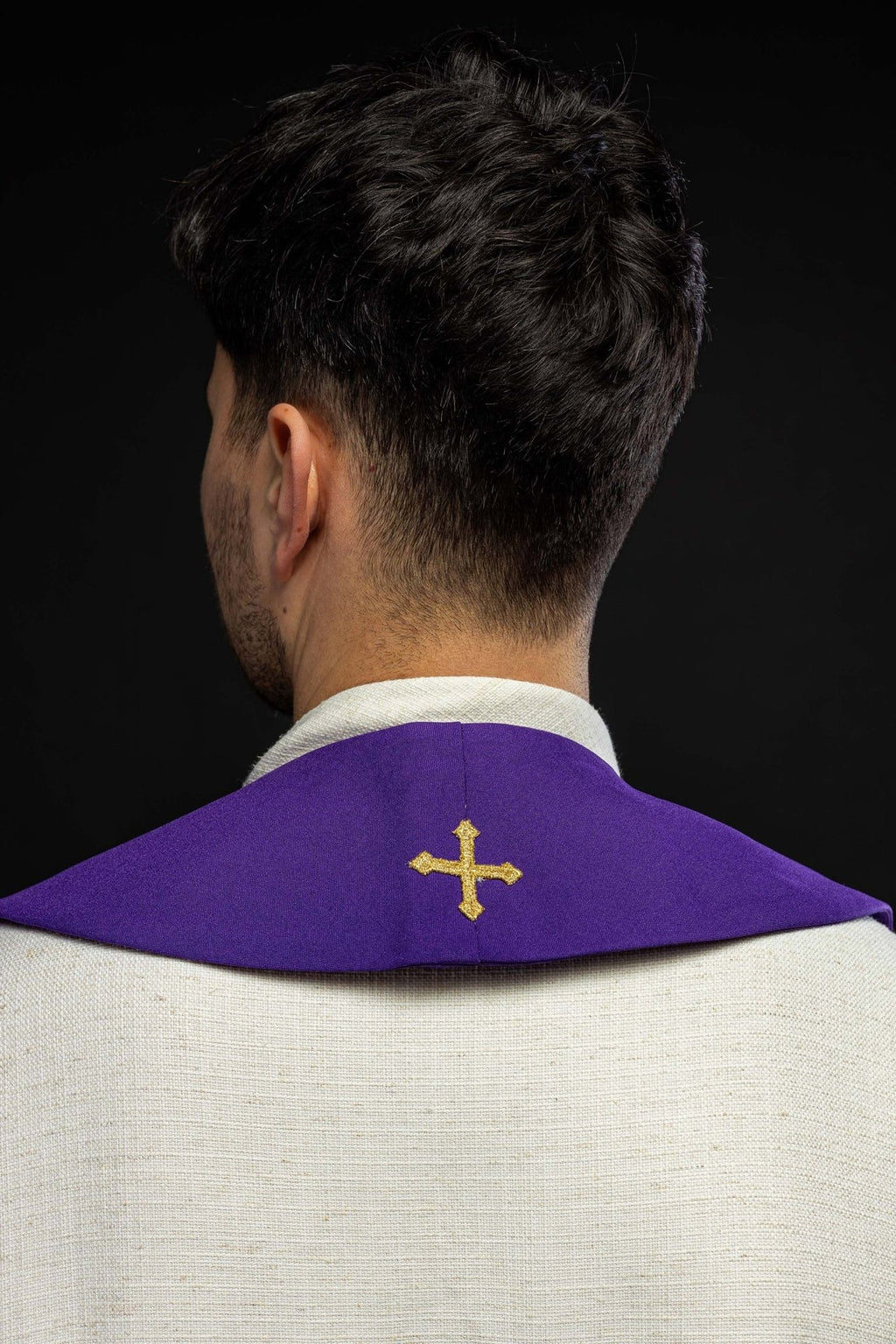 Stuła kapłańska haftowana IHS Fioletowa