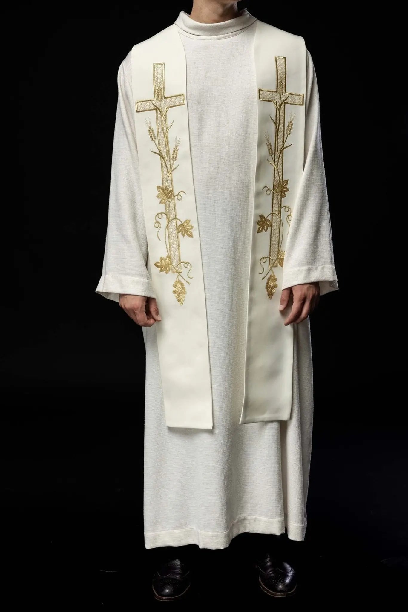 Étoles de prêtre brodées Croix écru
