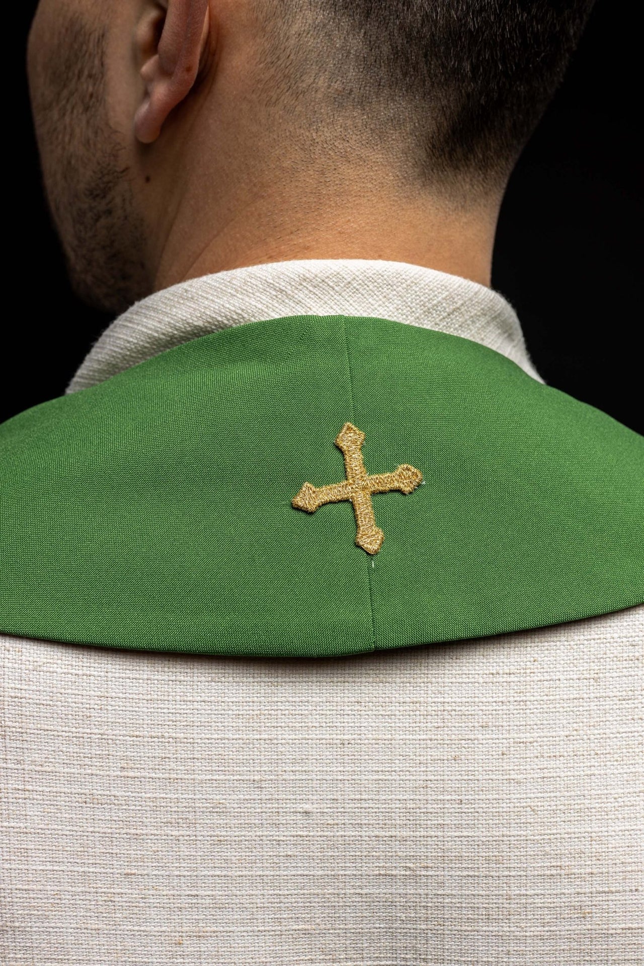 Stuła kapłańska haftowana Ryby Zielona