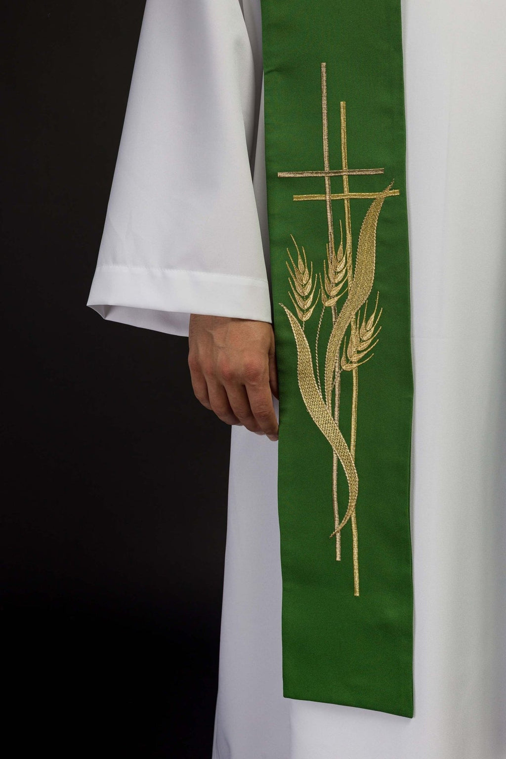 Stuła kapłańska zielona haftowana