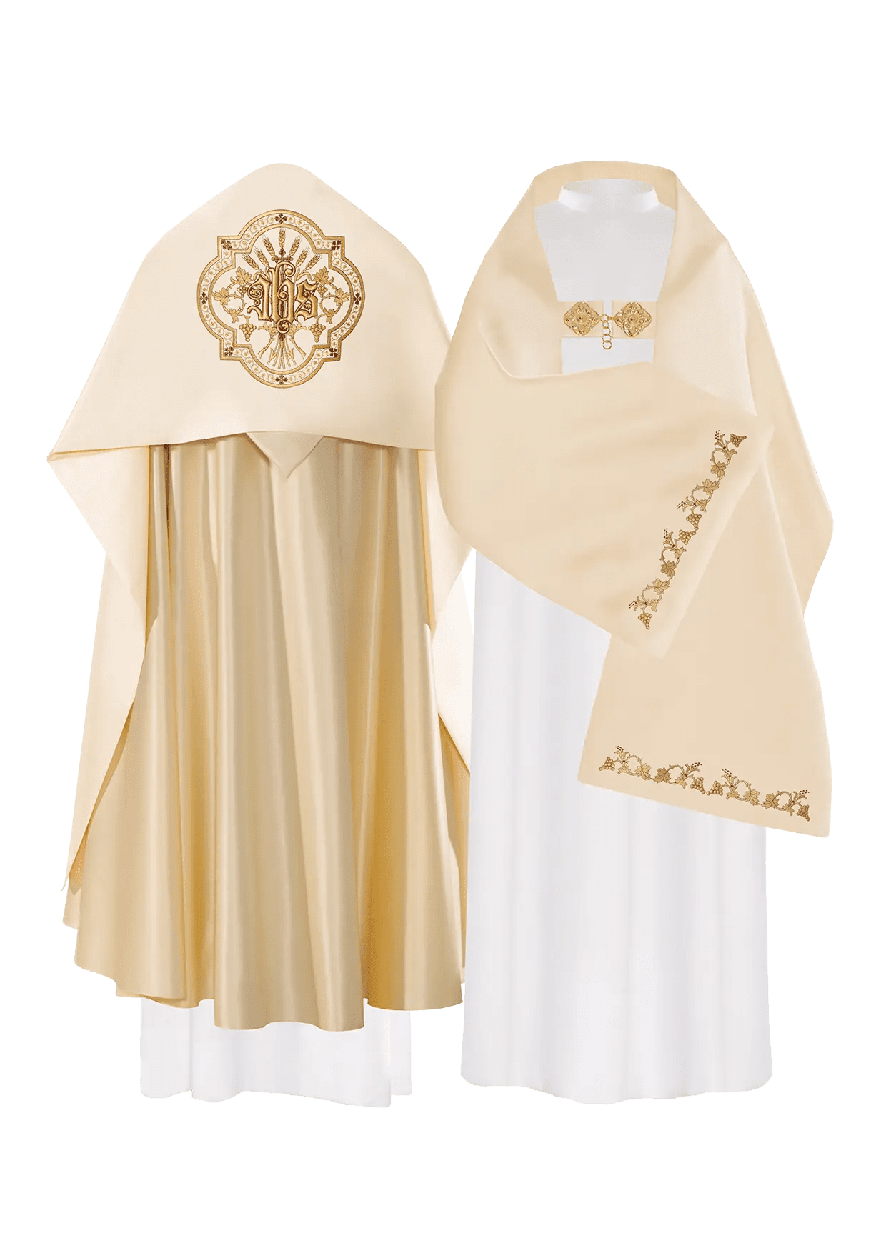 Voile brodé IHS écru