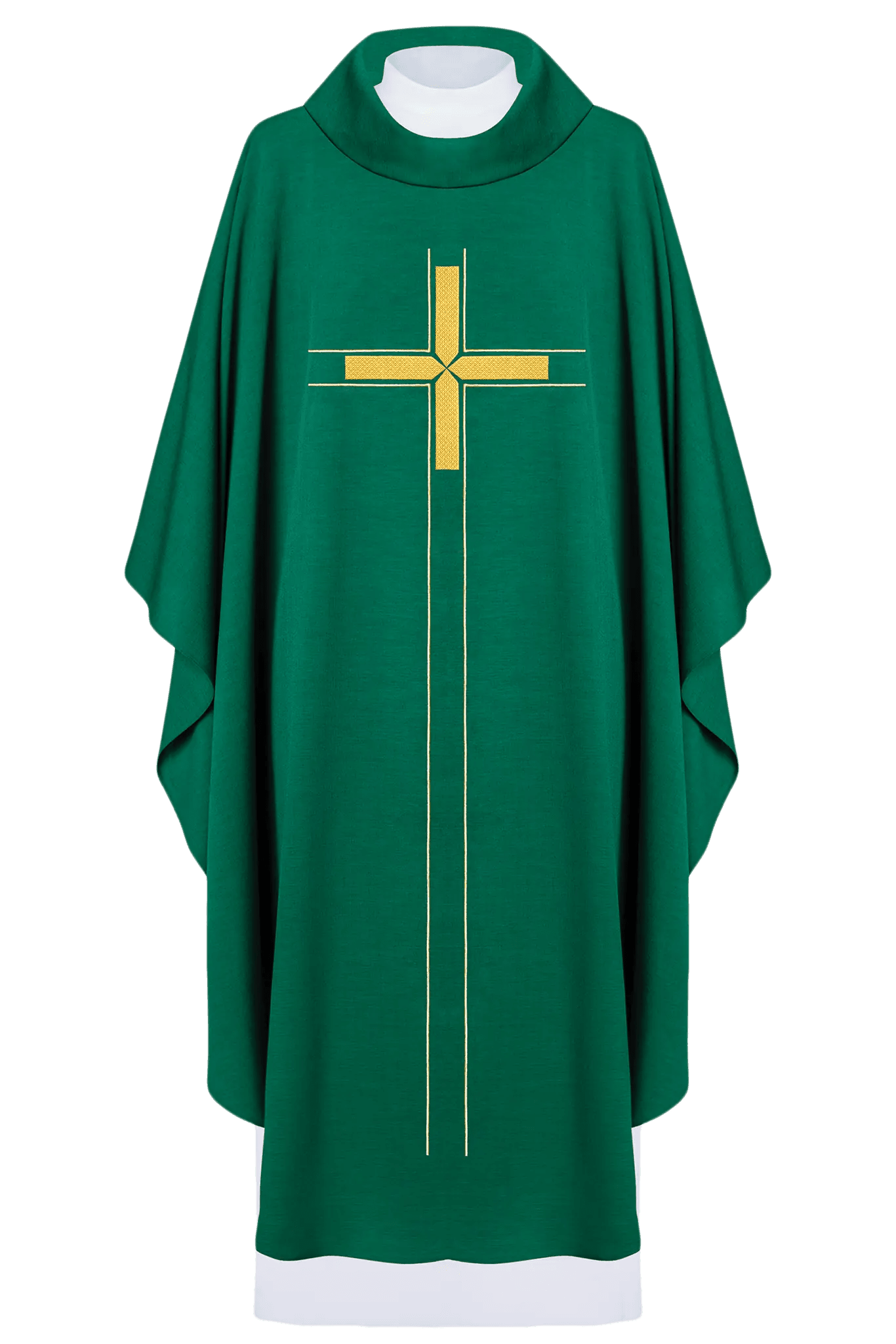 Chasuble verte brodée d'un motif minimaliste