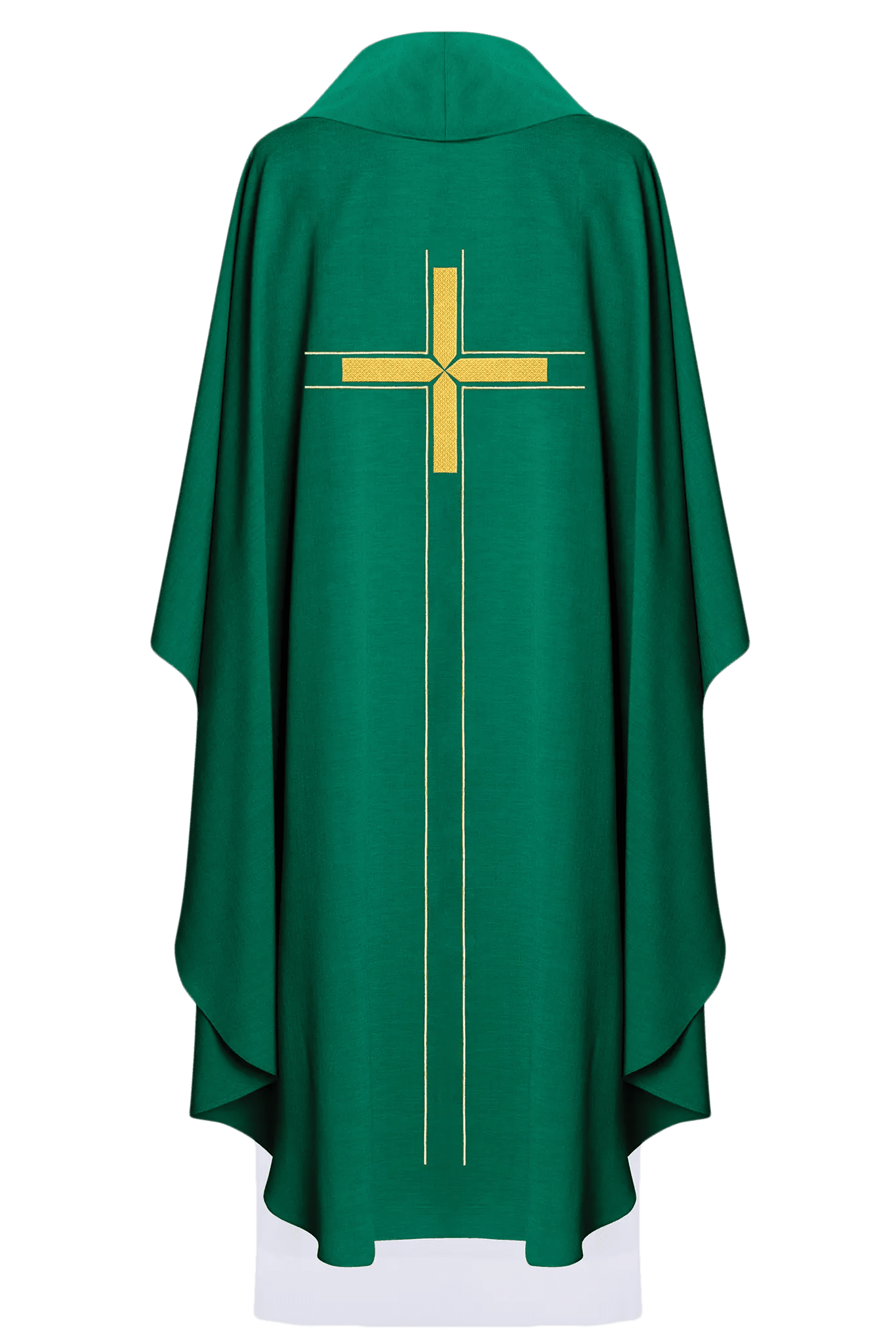 Chasuble verte brodée d'un motif minimaliste